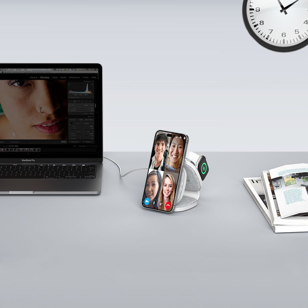 Tech-Protect Tech-Protect 15W 3in1 Magnetisk MagSafe Qi Laddare Grå