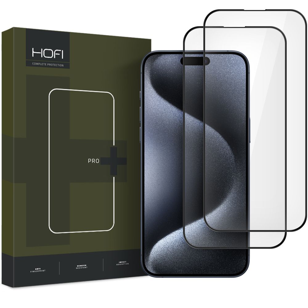 HOFI HOFI iPhone 16 Pro 2-PACK Skärmskydd Pro+ Heltäckande Svart