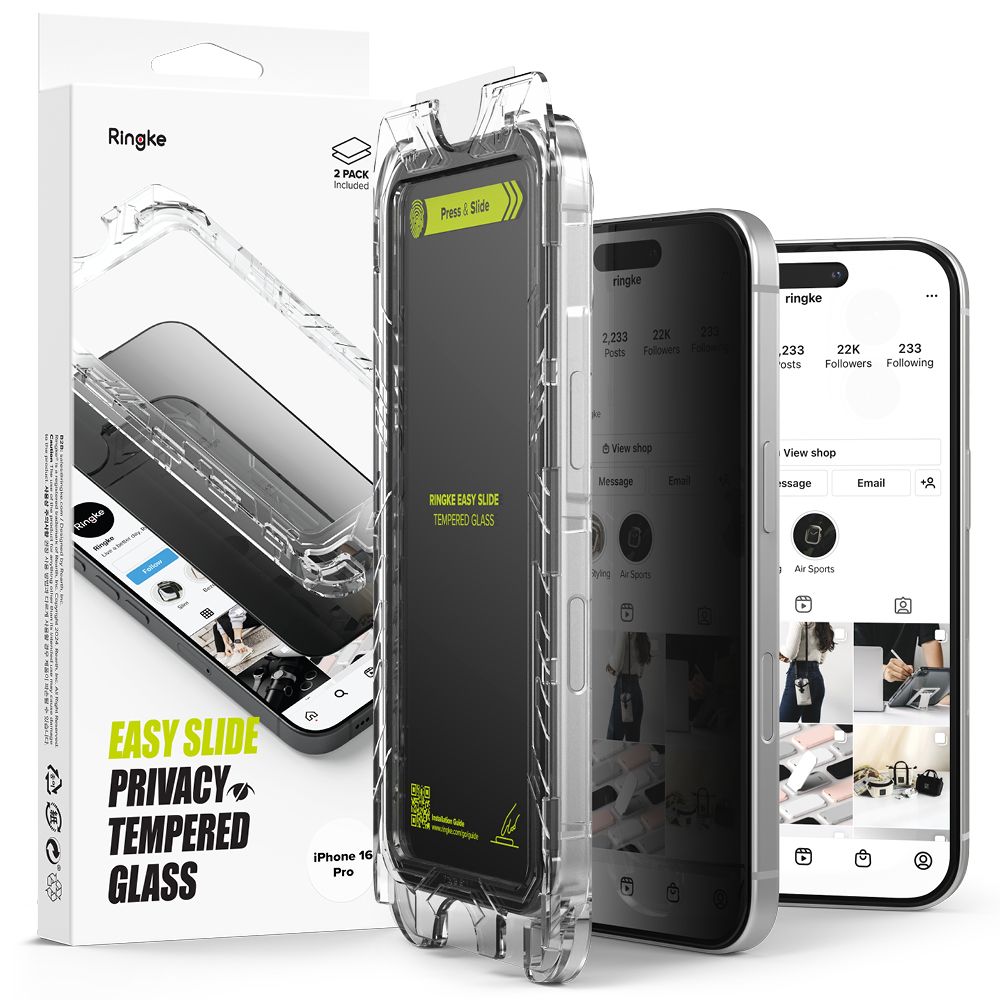 Ringke Ringke iPhone 16 Pro 2-PACK Skärmskydd Easy Slide Privacy