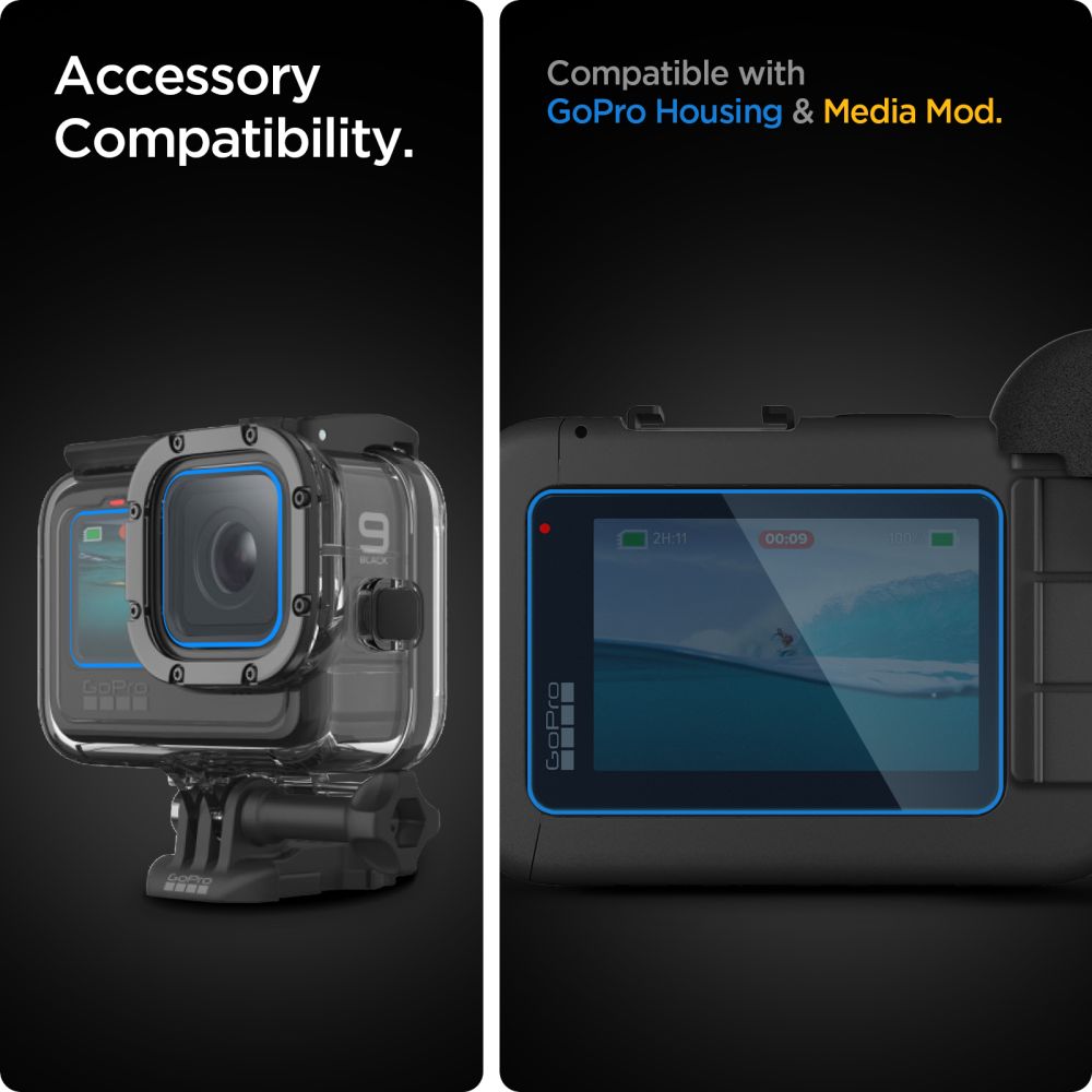 Spigen Spigen GoPro Hero 12/11/10/9 2-SET Glas.tR Slim + Film Transparent