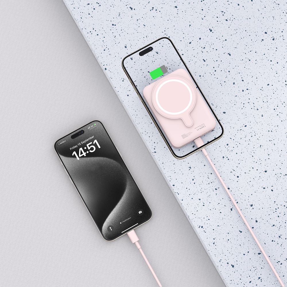 Tech-Protect Tech-Protect 10000 mAh MagSafe Powerbank LifeMag Rosa