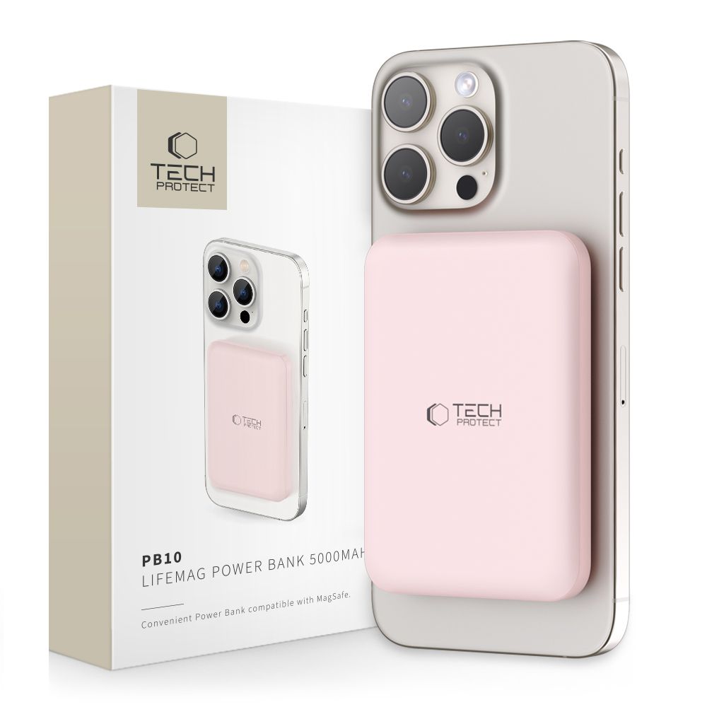 Tech-Protect Tech-Protect 5000 mAh MagSafe Powerbank LifeMag Rosa