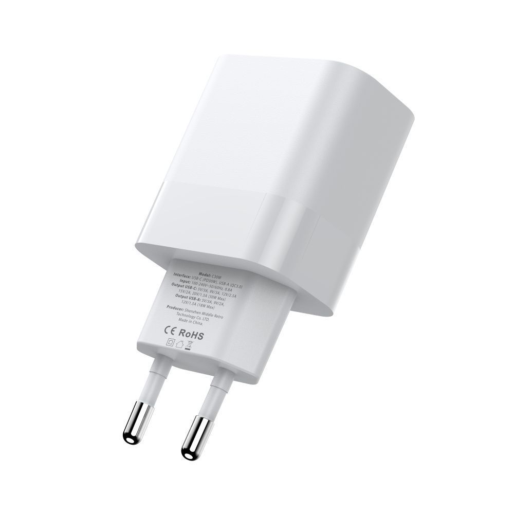 Tech-Protect Tech-Protect 20W PD 2x USB-C Väggladdare Vit