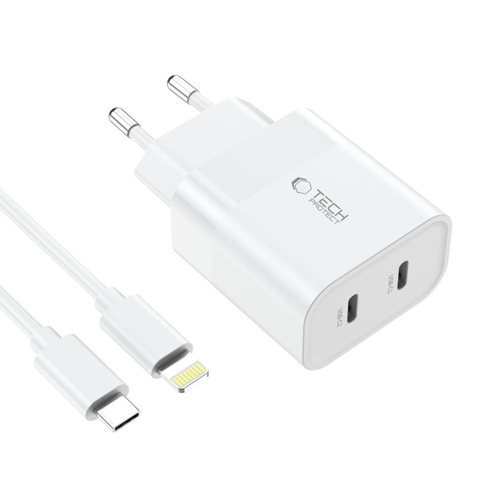Tech-Protect Tech-Protect 20W Väggladdare PD Inkl. USB-C Kabel Vit