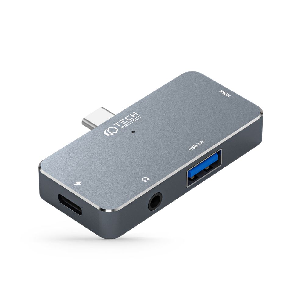 Tech-Protect Tech-Protect 4in1 USB-C Hub USB-A/HDMI/AUX/USB-C Grå