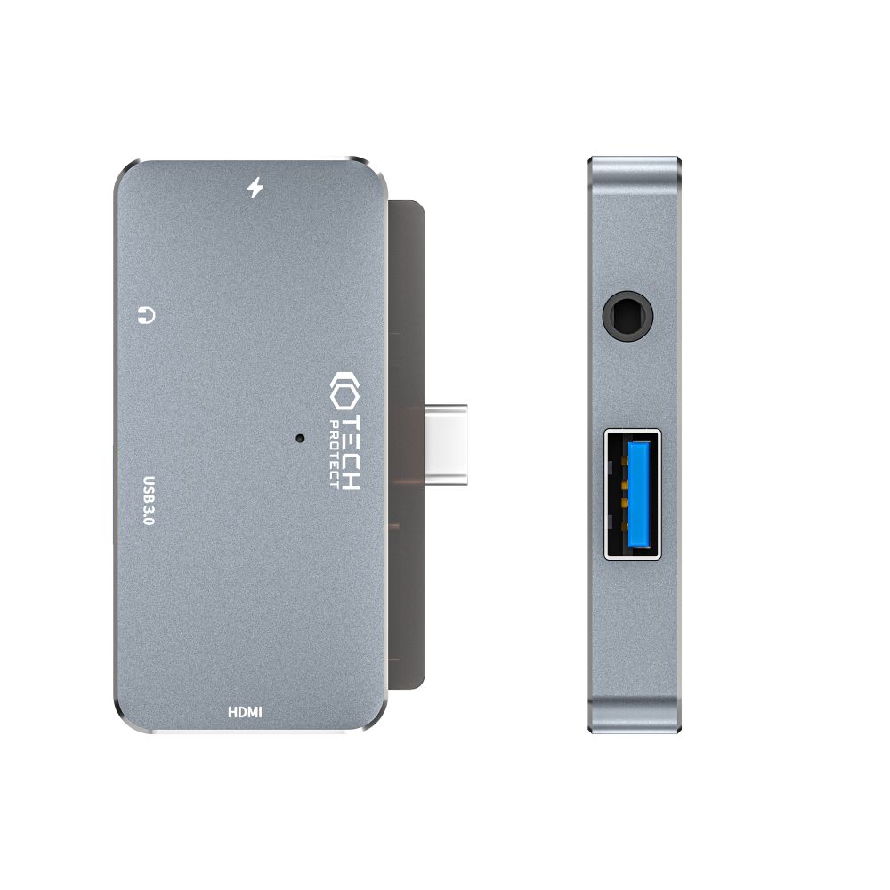 Tech-Protect Tech-Protect 4in1 USB-C Hub USB-A/HDMI/AUX/USB-C Grå