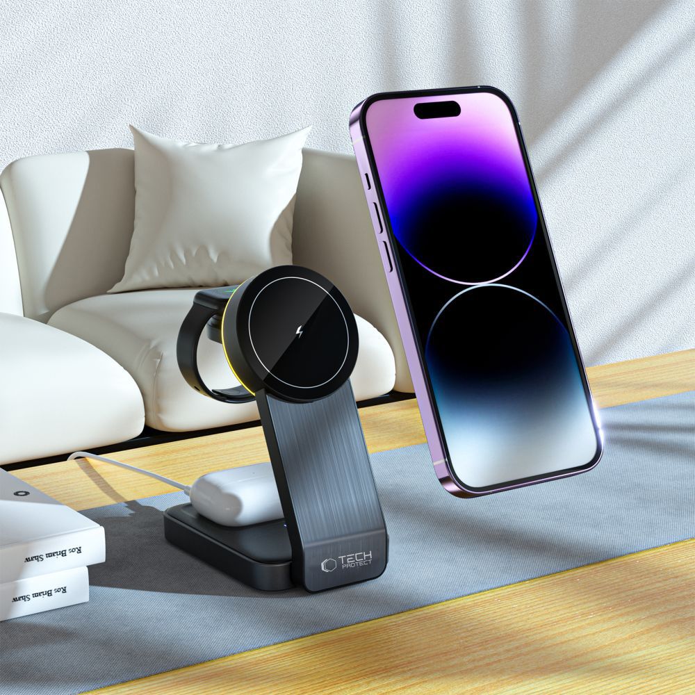 Tech-Protect Tech-Protect 15W Qi Trådlös Magnetisk MagSafe Laddare Svart