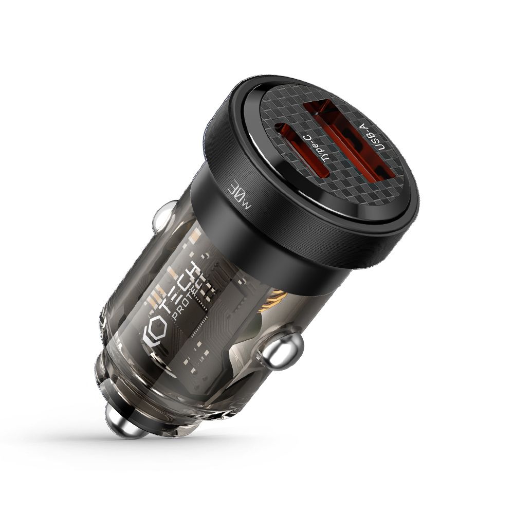 Tech-Protect Tech-Proctet 30W PD QC USB-C/USB-A Billaddare Svart