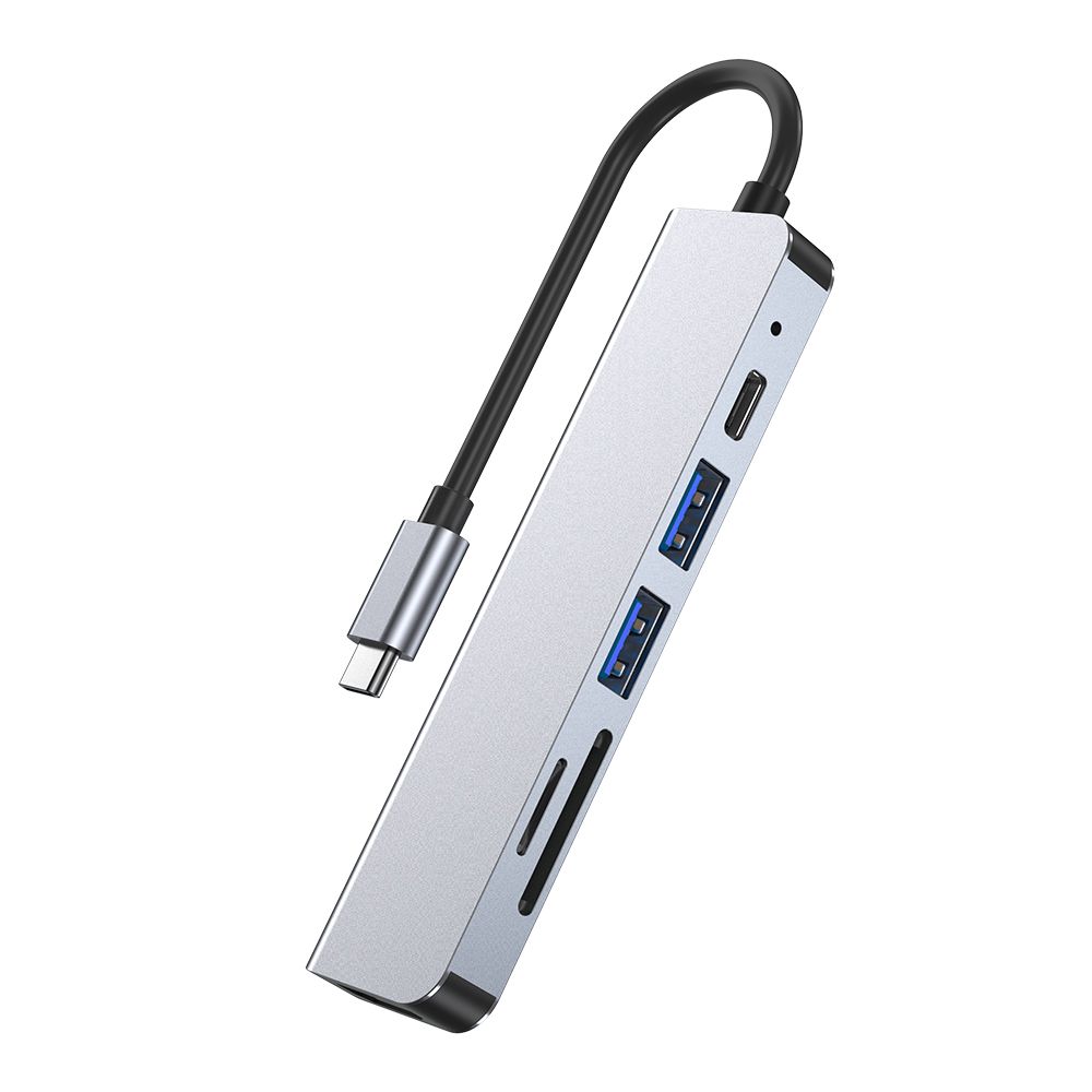 Tech-Protect Tech-Protect 6in1 USB-C Hub USB/USB-C/Minneskortläsare Grå