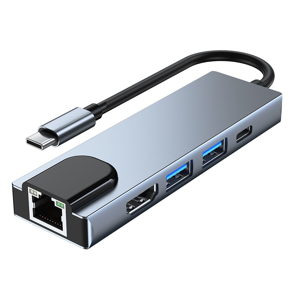 Tech-Protect Tech-Protect 5in1 USB-C Hub USB/HDMI/Ethernet/USB-C Grå