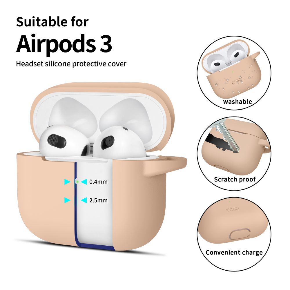 Tech-Protect Tech-Protect AirPods 3 Skal Silikon Hook Caffe Latte