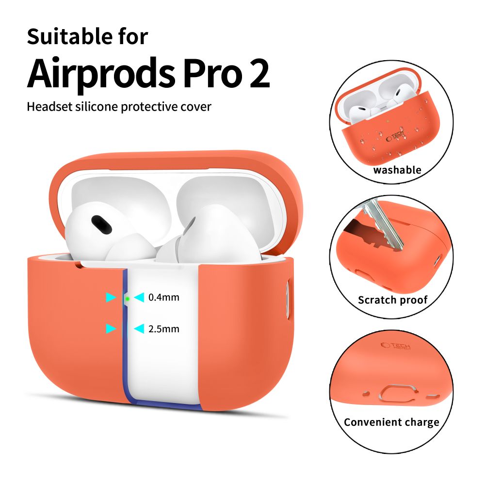 Tech-Protect Tech-Protect AirPods Pro 1/2 Skal Silikon Neon Orange