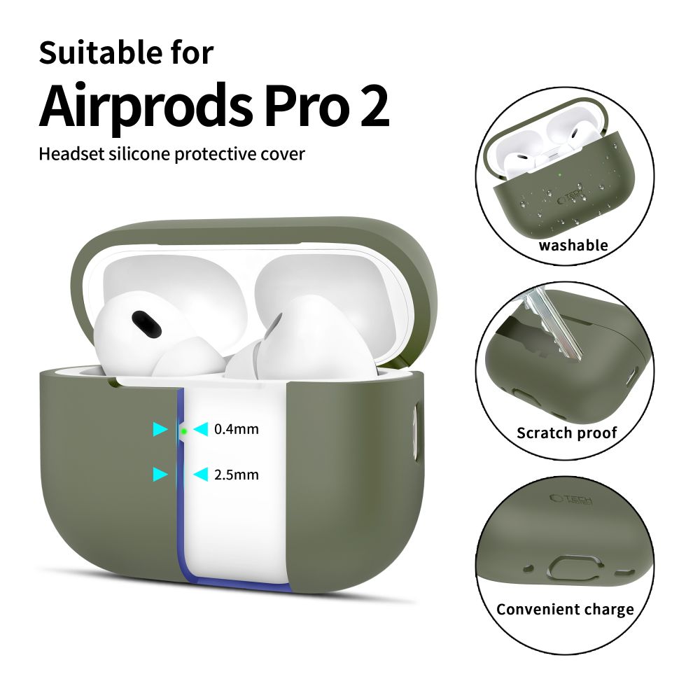Tech-Protect Tech-Protect AirPods Pro 1/2 Skal Silikon Olive Green