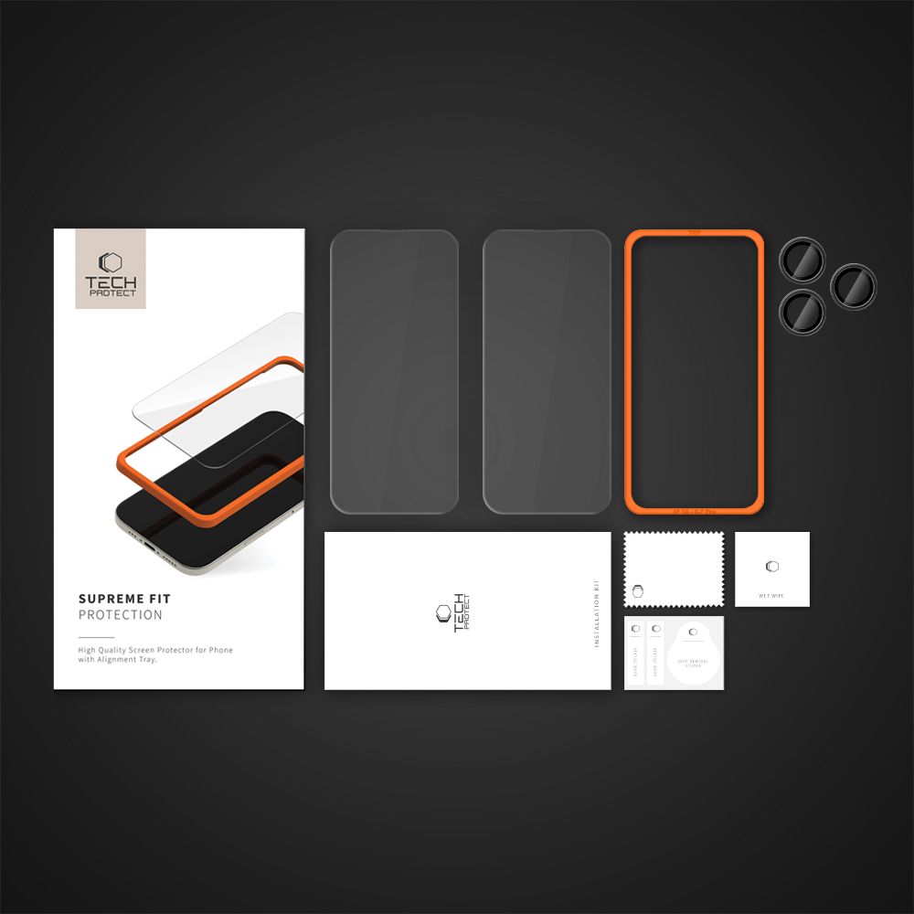 Tech-Protect Tech-Protect iPhone 16 Pro Max 3-PACK Skärmskydd/Linsskydd