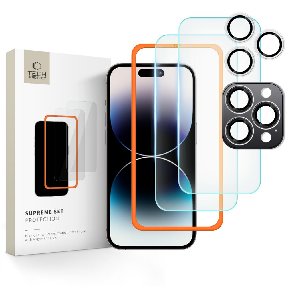 Tech-Protect Tech-Protect iPhone 16 Pro 3-PACK Skärmskydd/Linsskydd