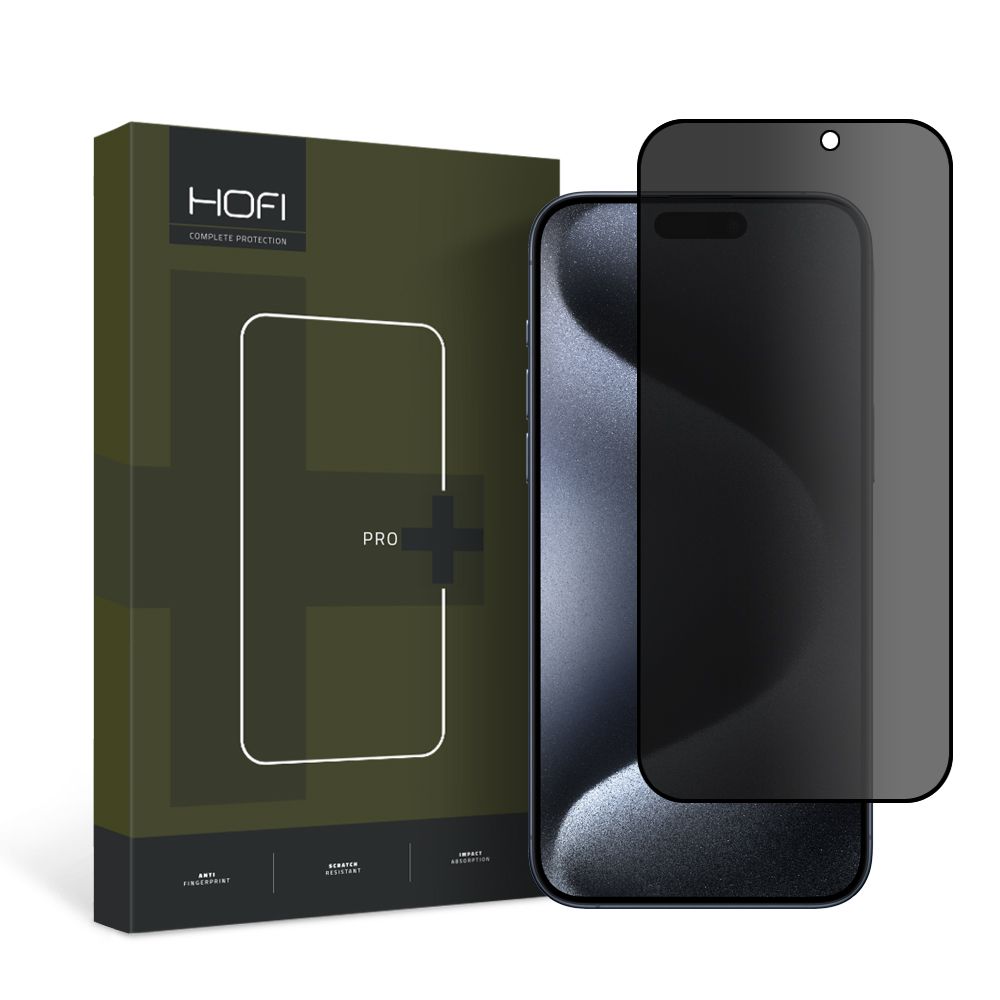 HOFI HOFI iPhone 15 Pro Skärmskydd Anti Spy Pro+ Härdat Glas Privacy