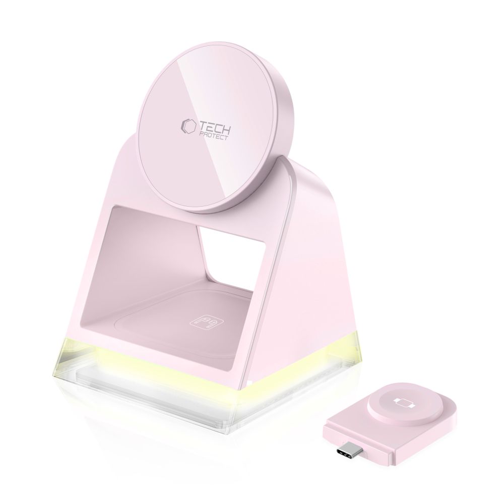 Tech-Protect Tech-Protect 3in1 15W Qi Magnetisk MagSafe Laddare Baby Pink