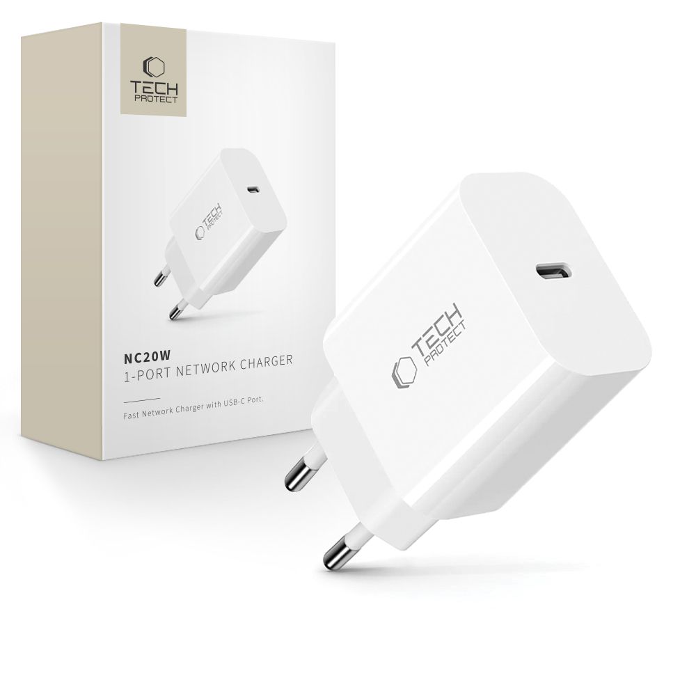 Tech-Protect Tech-Protect 20W PD USB-C Väggladdare Vit