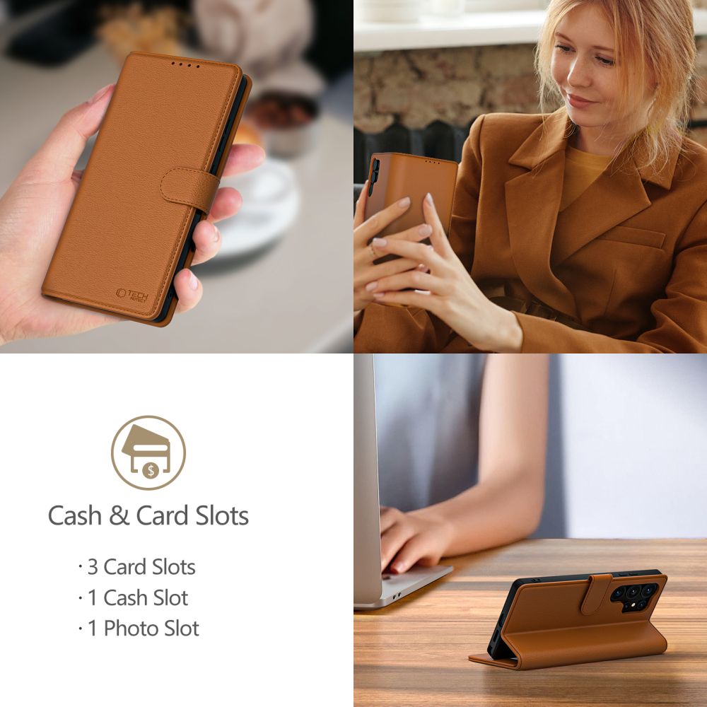 Tech-Protect Tech-Protect iPhone 17e / 16e Fodral Läder Saddle Brown
