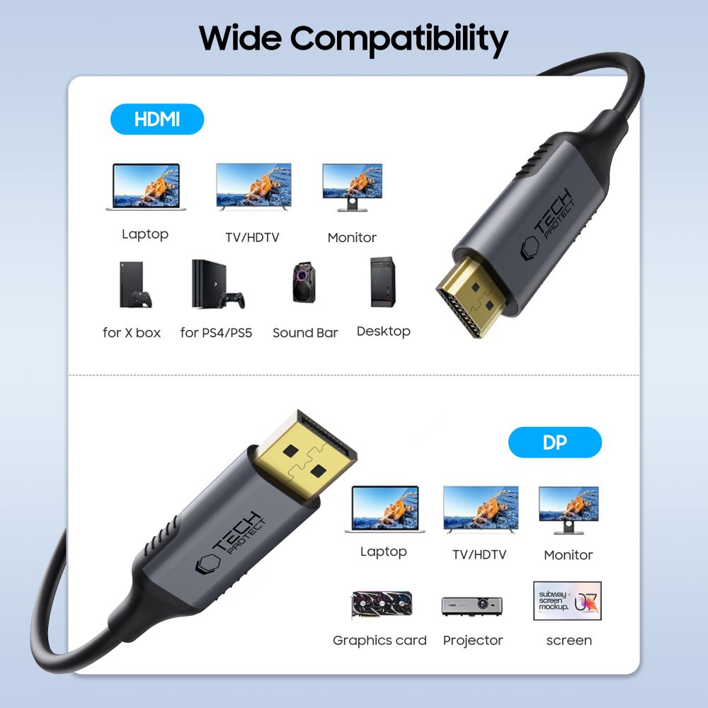 Tech-Protect Tech-Protect 2m DisplayPort - HDMI 2.0 4K 60Hz Kabel UltraBoost