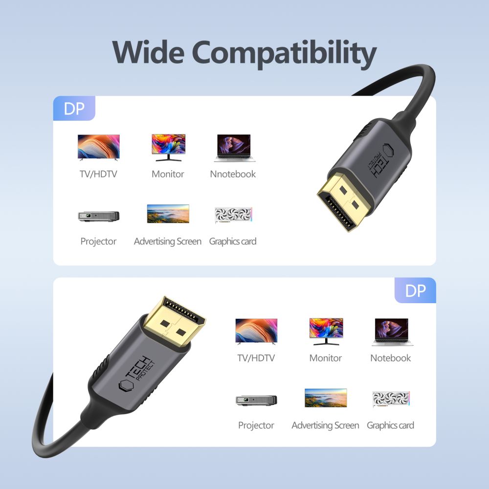 Tech-Protect Tech-Protect 2m 4K 60Hz DisplayPort 1.4 Kabel UltraBoost