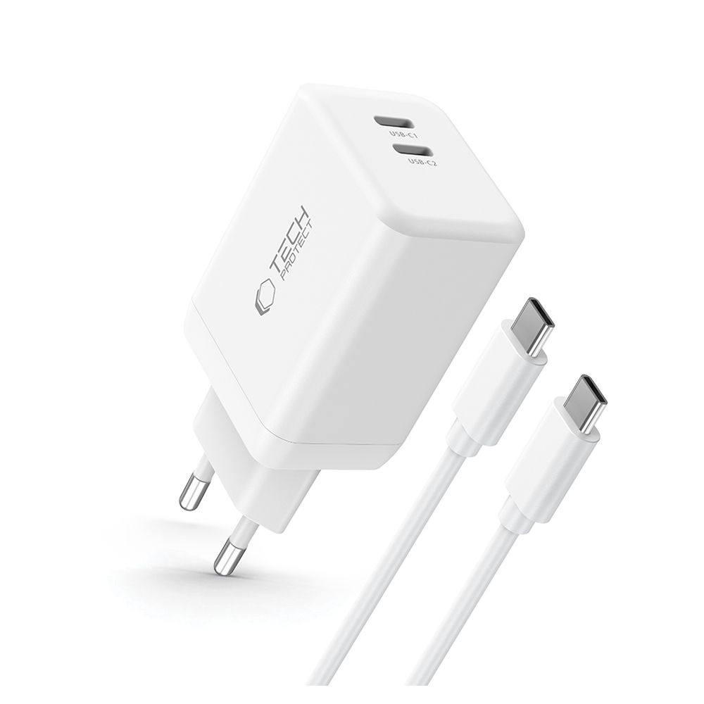 Tech-Protect Tech-Protect 45W Väggladdare PD Inkl. USB-C Kabel Vit
