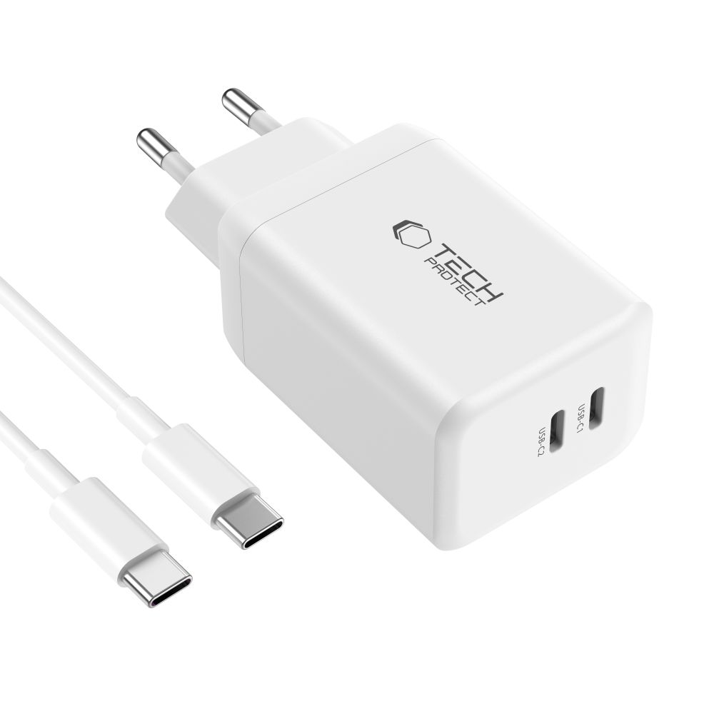 Tech-Protect Tech-Protect 45W Väggladdare PD Inkl. USB-C Kabel Vit