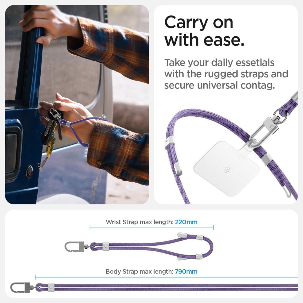 Spigen Spigen Mobilsnöre / Handledsrem Strap Set Deep Purple