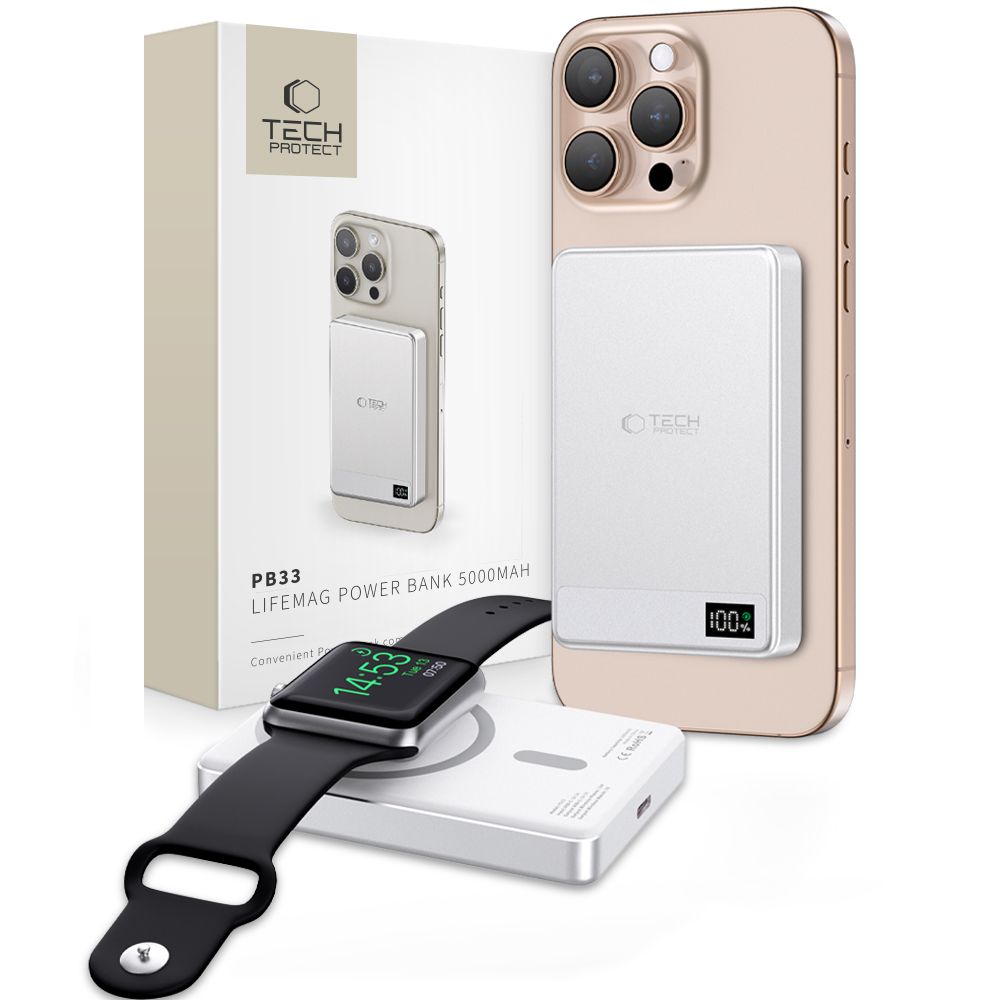 Tech-Protect Tech-Protect 5000 mAh MagSafe Powerbank LifeMag Silver
