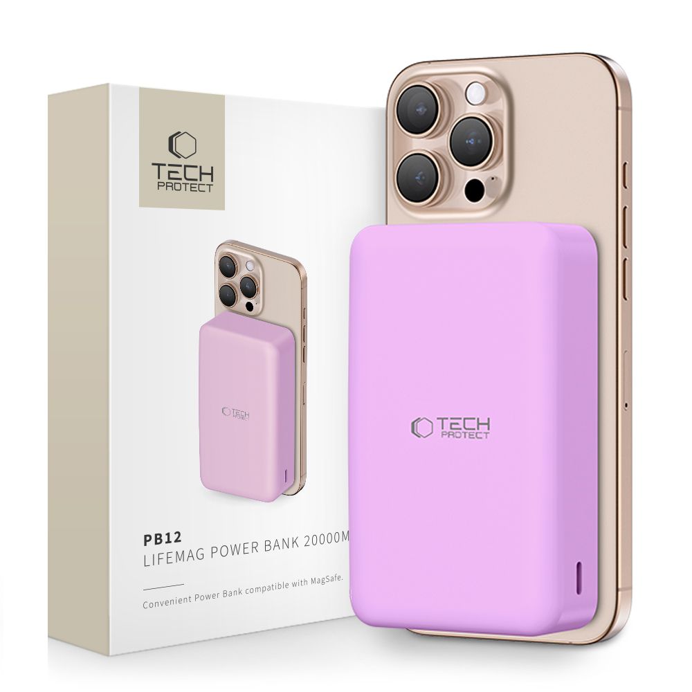 Tech-Protect Tech-Protect 20000 mAh MagSafe Powerbank LifeMag Lila