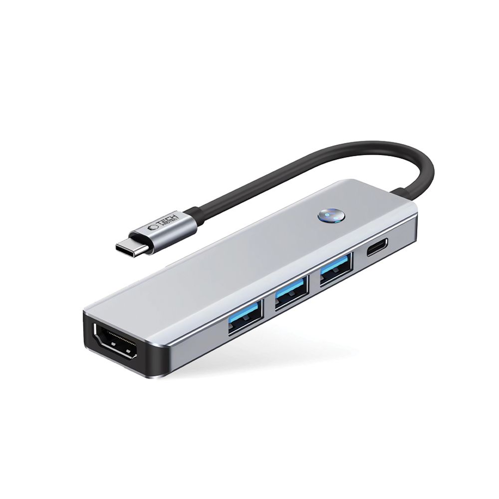 Tech-Protect Tech-Protect 5in1 USB-C Hub - USB-C / USB 3.0 / HDMI / RJ45 Grå