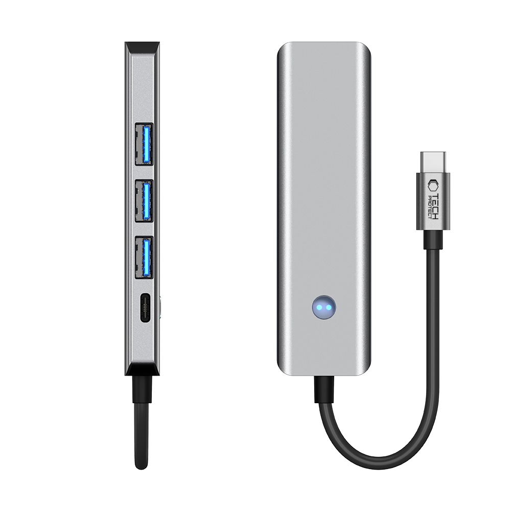 Tech-Protect Tech-Protect 5in1 USB-C Hub - USB-C / USB 3.0 / HDMI / RJ45 Grå
