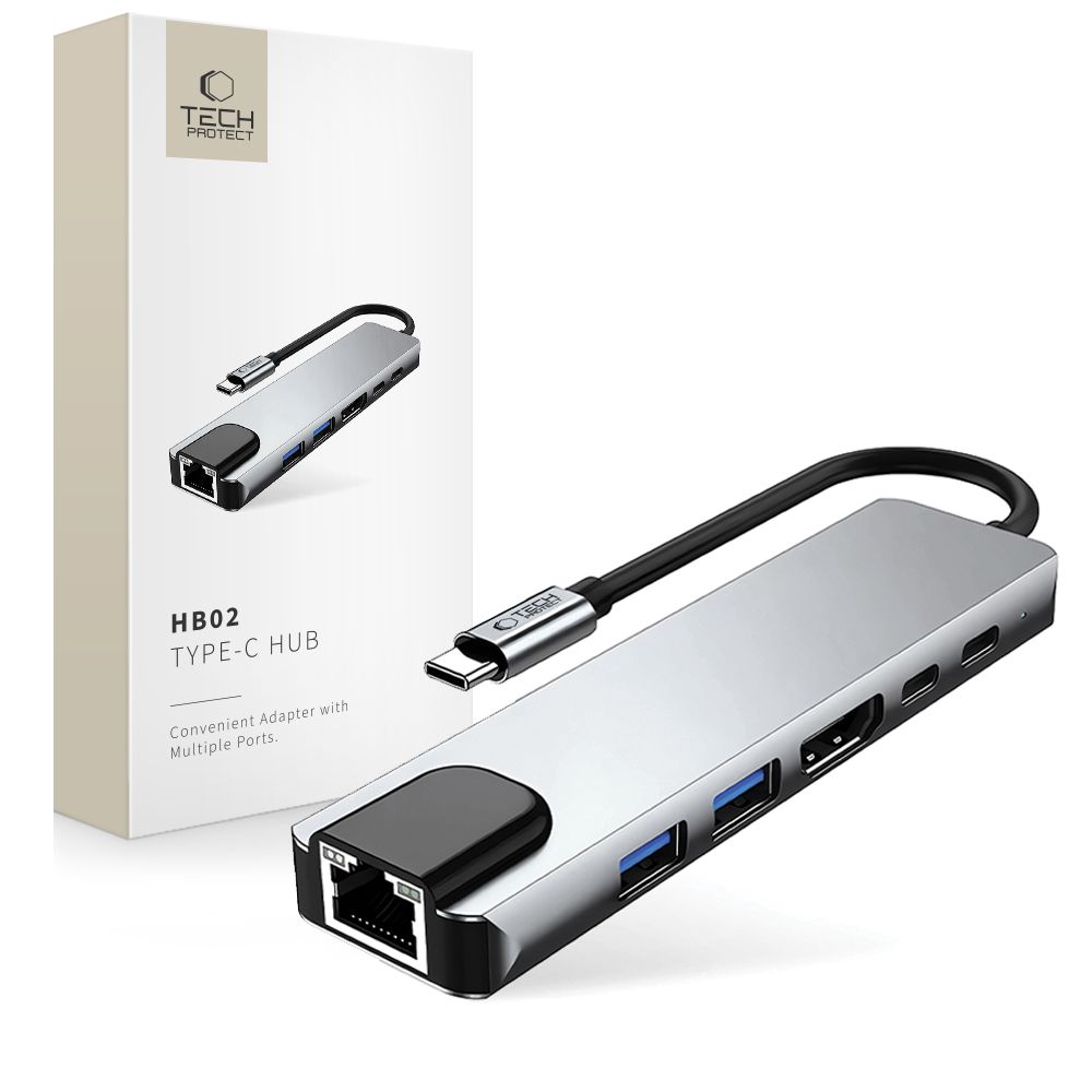 Tech-Protect Tech-Protect 6in1 USB-C Hub - USB-C / USB 3.0/2.0 / HDMI / RJ45