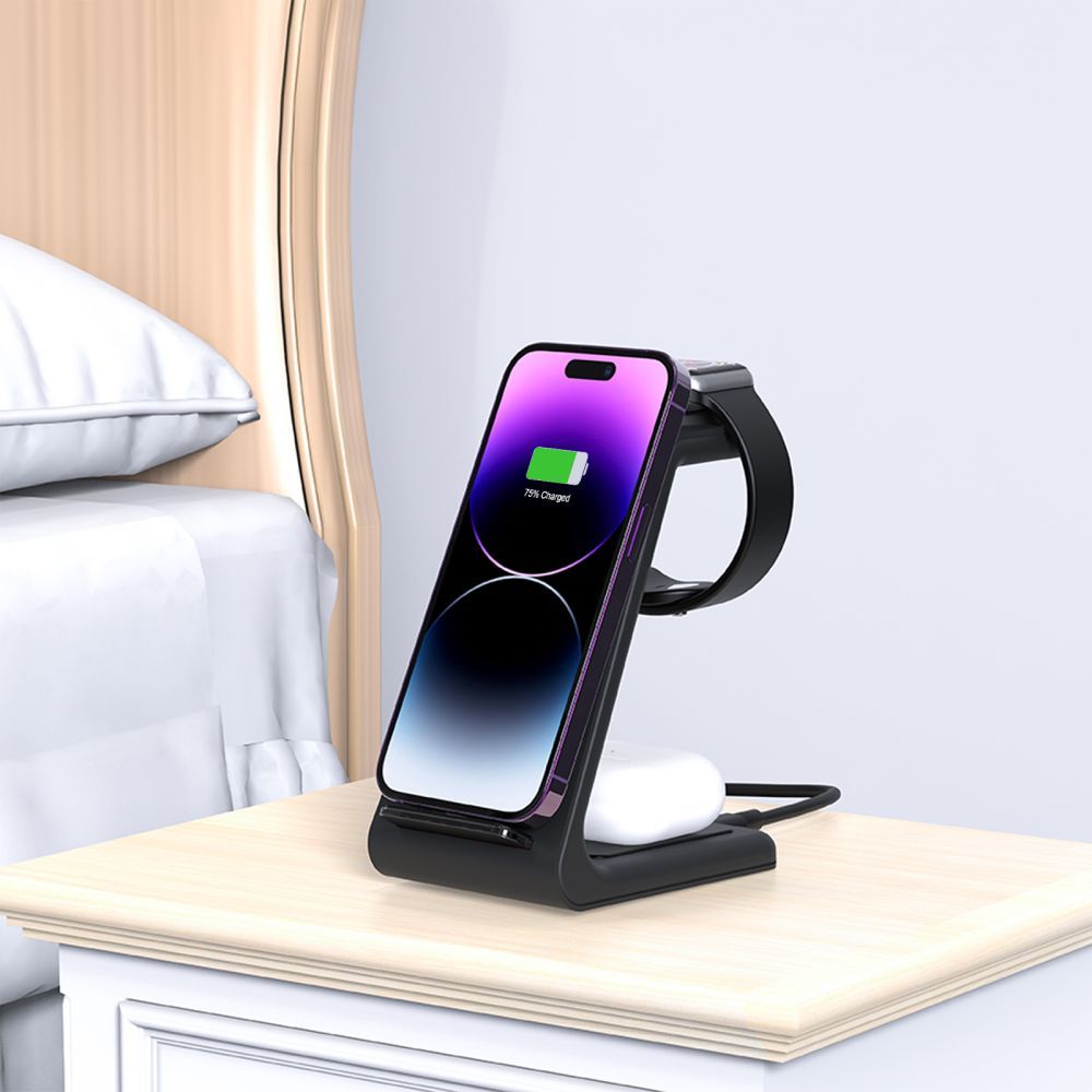 Tech-Protect Tech-Protect 15W Qi 3in1 Trådlös Laddare Apple Svart