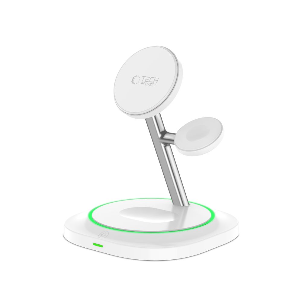 Tech-Protect Tech-Protect 15W Qi 3in1 Magnetisk MagSafe Laddare Vit