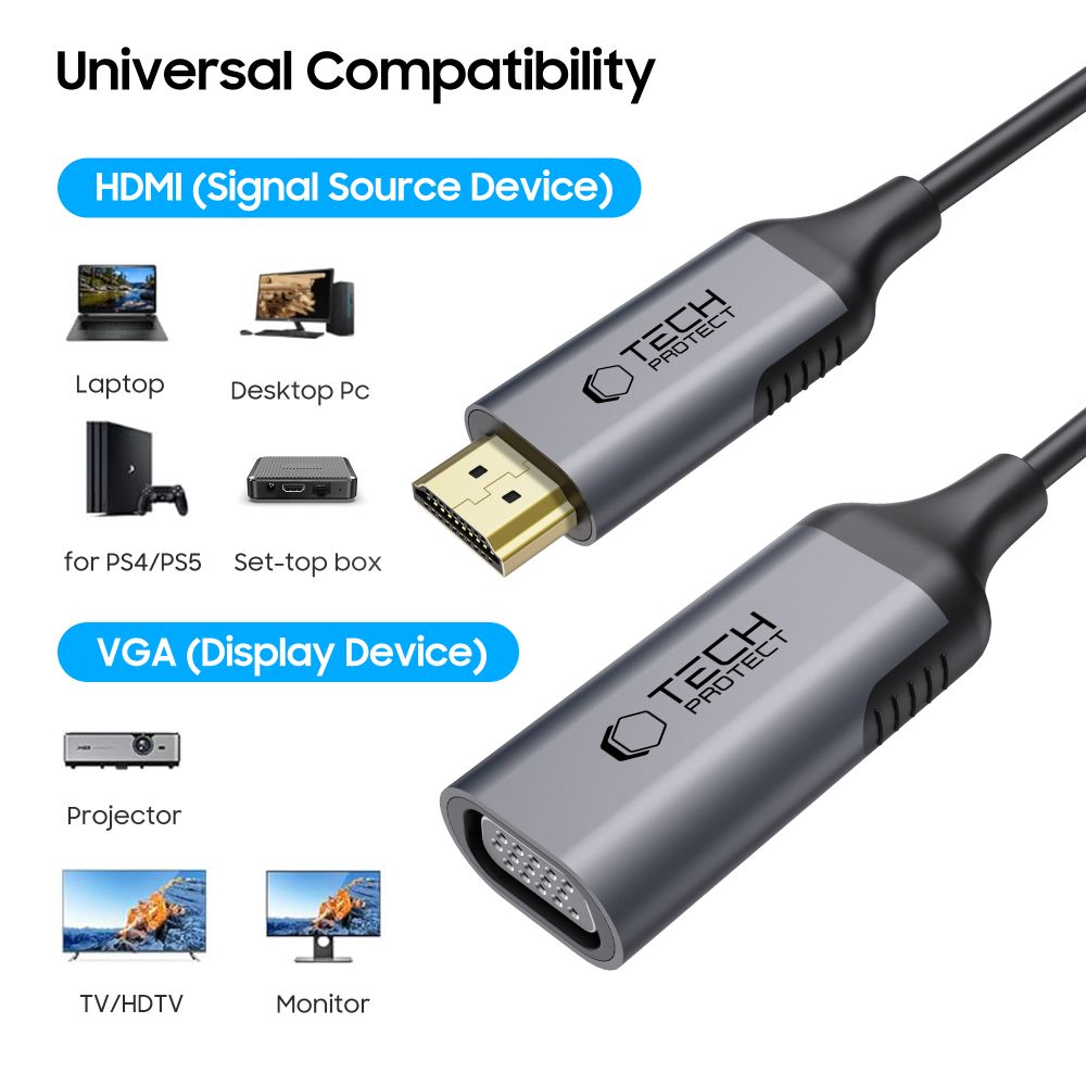 Tech-Protect Tech-Protect HDMI - VGA 60Hz Adapter Ultraboost Svart