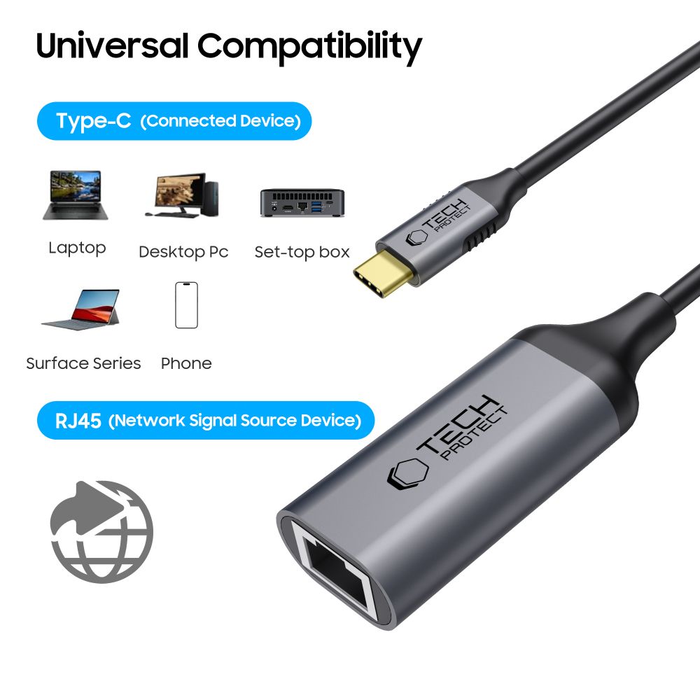 Tech-Protect Tech-Protect USB-C - RJ45 Ethernet Adapter Ultraboost Svart