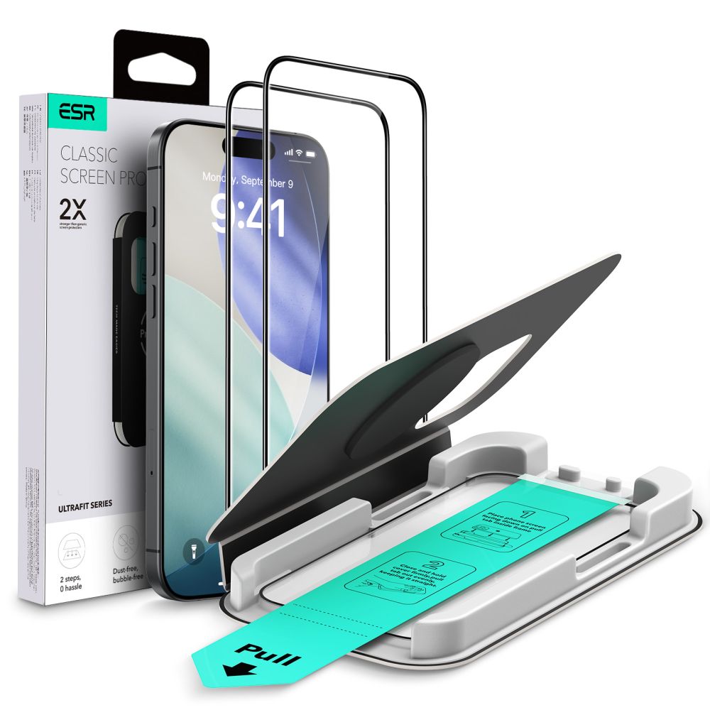 ESR ESR iPhone 17 / 16 Pro 2-PACK Skärmskydd UltraFit Härdat Glas Transparent