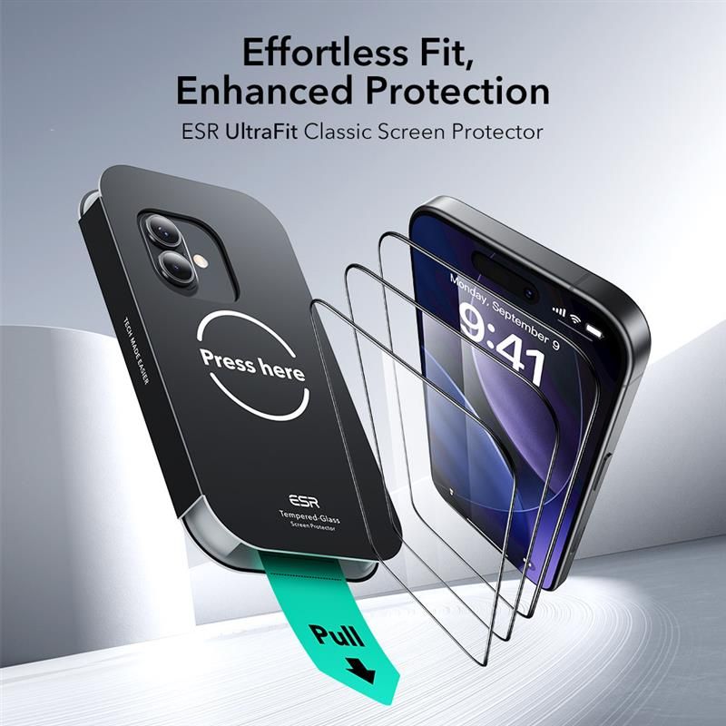 ESR ESR iPhone 17 / 16 Pro 2-PACK Skärmskydd UltraFit Härdat Glas Transparent