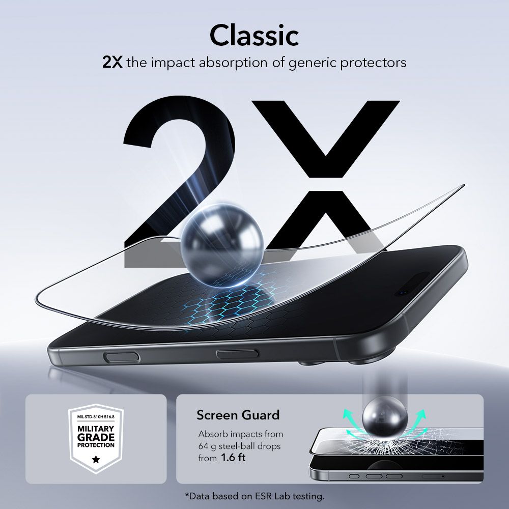 ESR ESR iPhone 17 Pro Max 2-PACK Skärmskydd UltraFit Härdat Glas Transparent