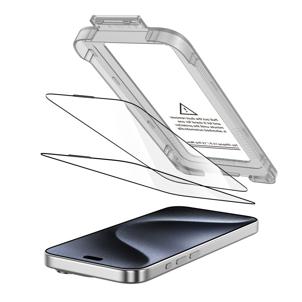 Tech-Protect Tech-Protect iPhone 15 Pro 2-PACK Skärmskydd Quick Set+ Svart