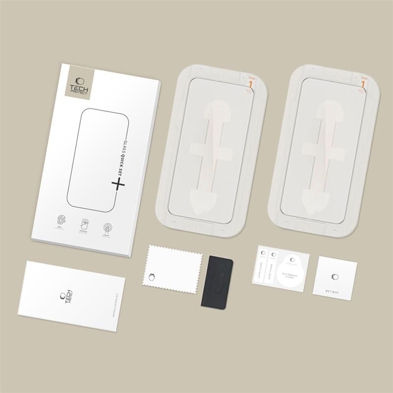 Tech-Protect Tech-Protect iPhone 15 Pro Max 2-PACK Skärmskydd Quick Set+ Svart