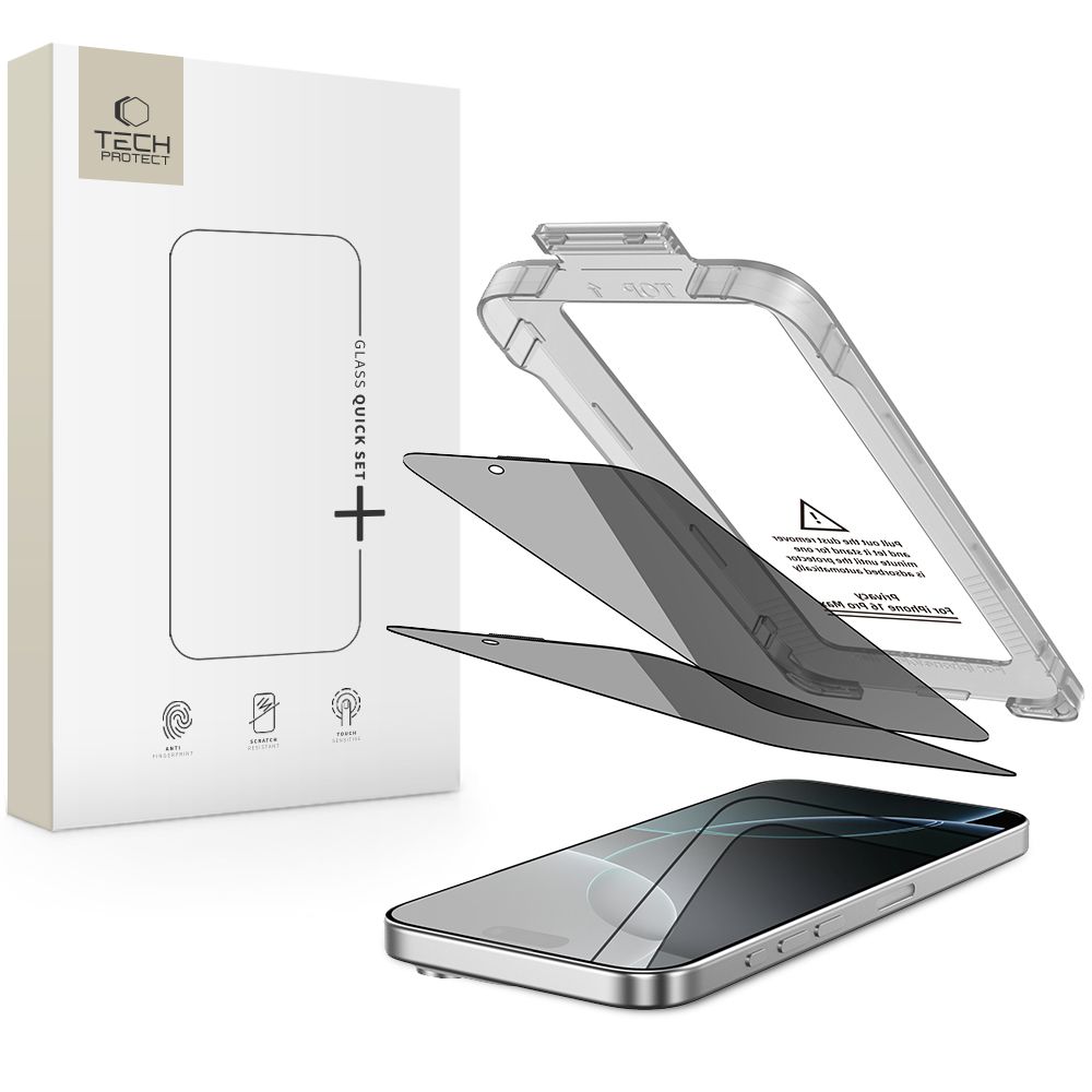 Tech-Protect Tech-Protect iPhone 16 Pro Max 2-PACK Skärmskydd Quick Set Spy+ Privacy