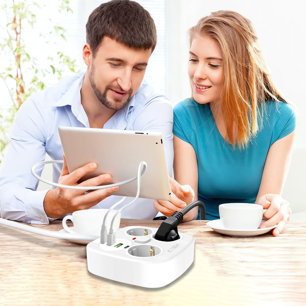 Tech-Protect Tech-Protect 2m Förgreningsdosa Med USB-C/USB-A Vit