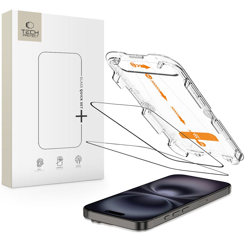 Tech-Protect Tech-Protect iPhone 16/15 2-PACK Skärmskydd QuickSet+ Härdat Glas