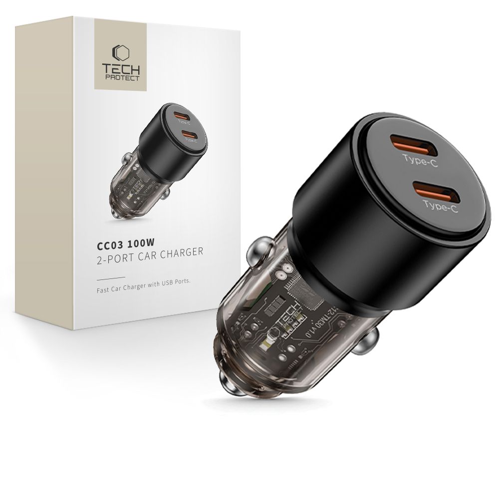 Tech-Protect Tech-Protect 100W PD USB-C / USB-A Billaddare Svart