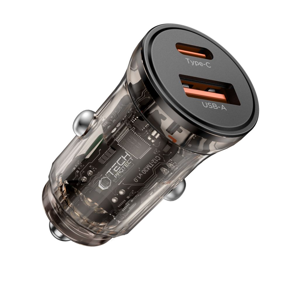 Tech-Protect Tech-Protect 45W PD QC Billaddare USB-C / USB-A Svart
