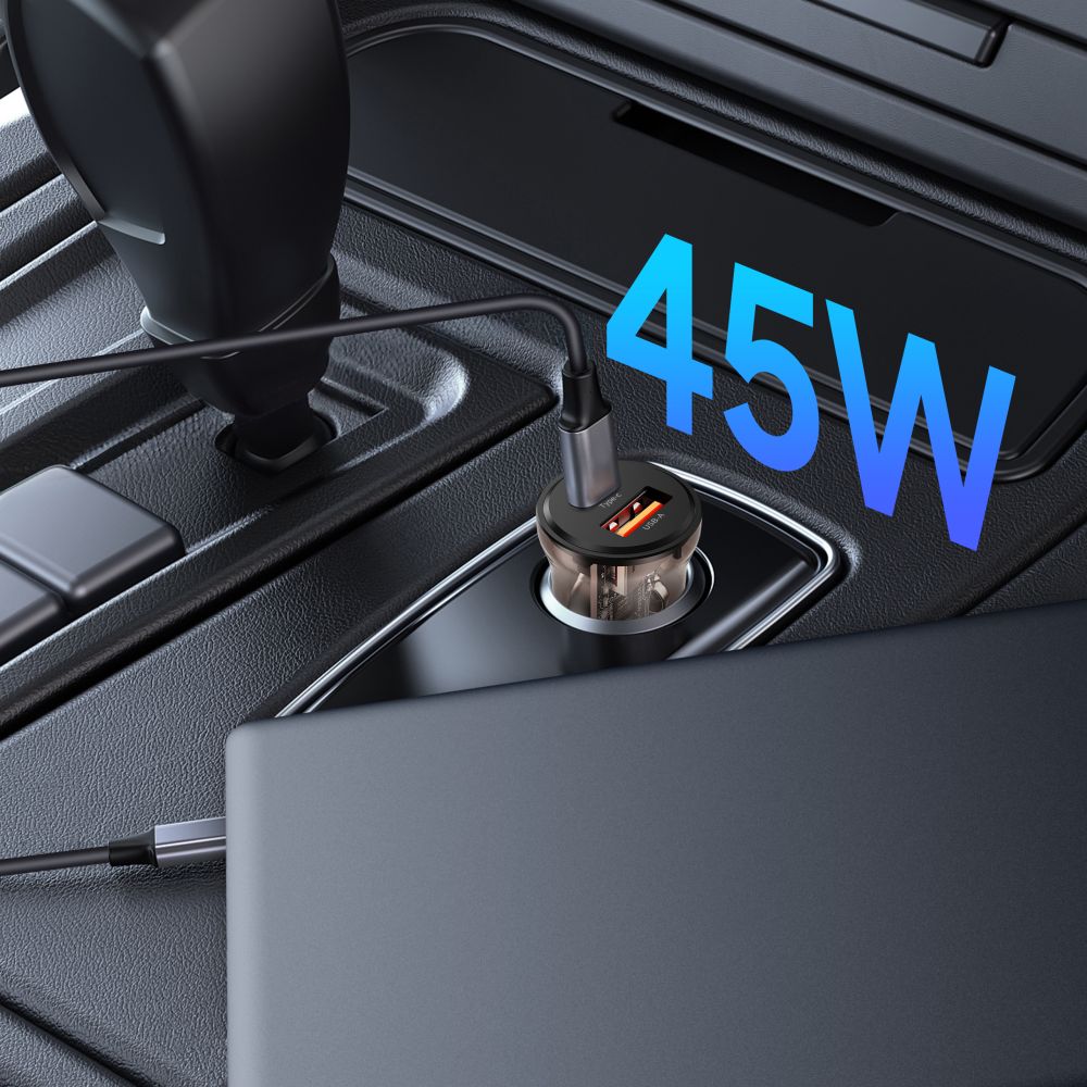 Tech-Protect Tech-Protect 45W PD QC Billaddare USB-C / USB-A Svart