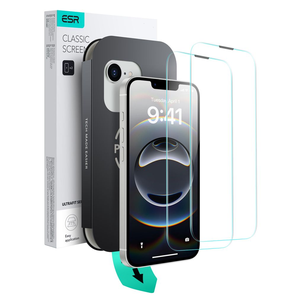 ESR ESR iPhone 17e/16e/14/13/13 Pro 2-PACK Skärmskydd UltraFit Härdat Glas