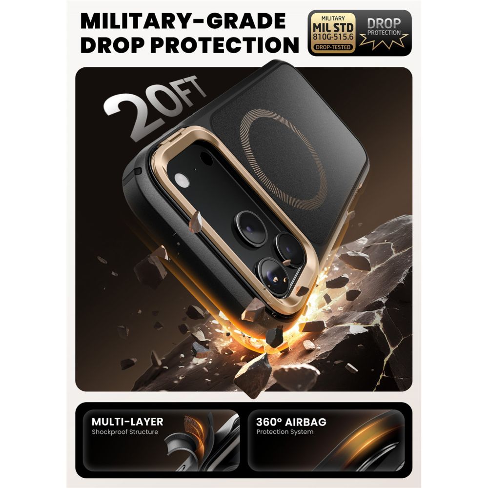 Supcase Supcase iPhone 17 Pro Skal MagSafe Iblsn Ares Flip Desert Gold